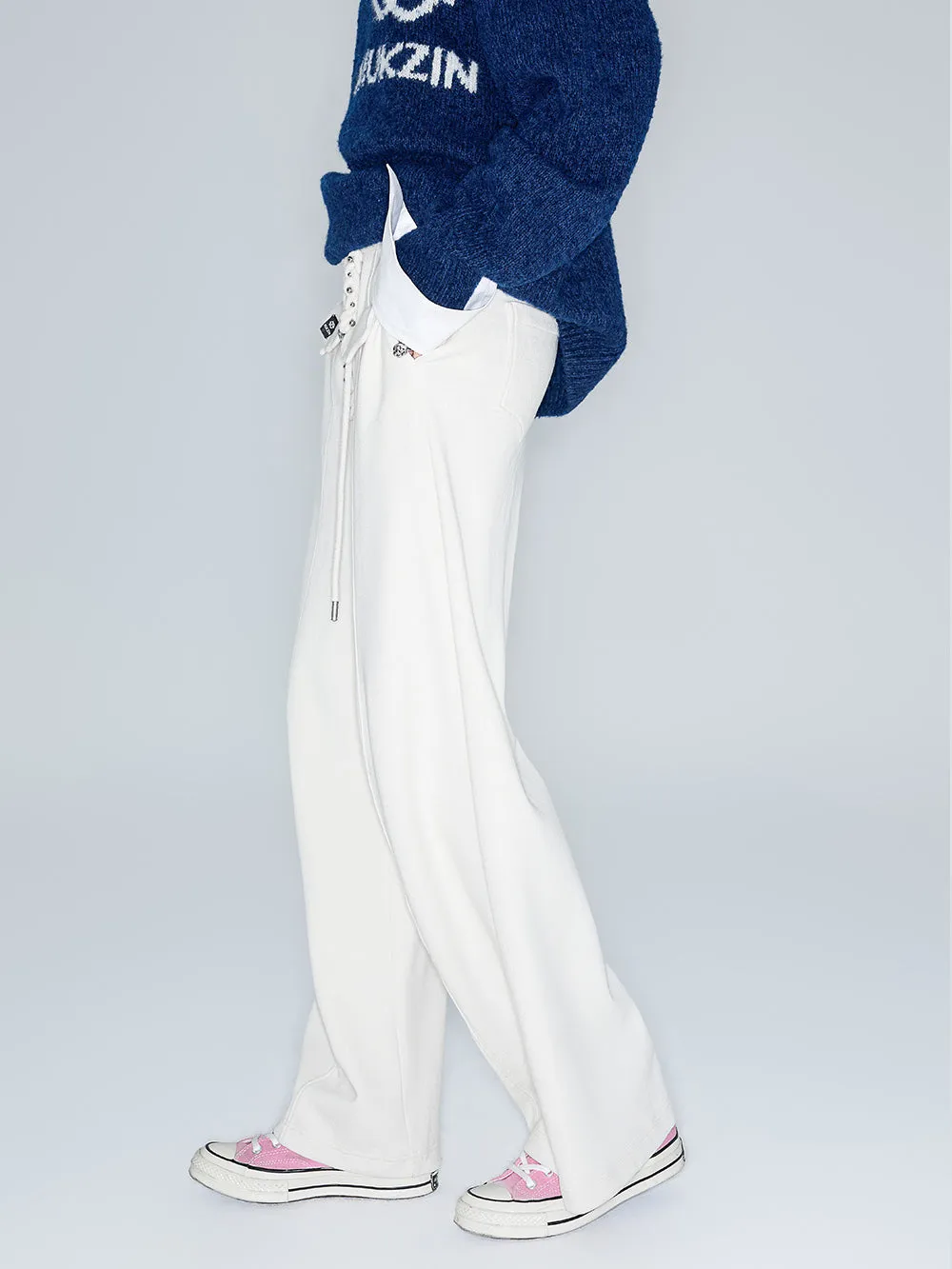 MUKZIN Linglong "Moon God" New Chinese-style Knit Straight Trousers