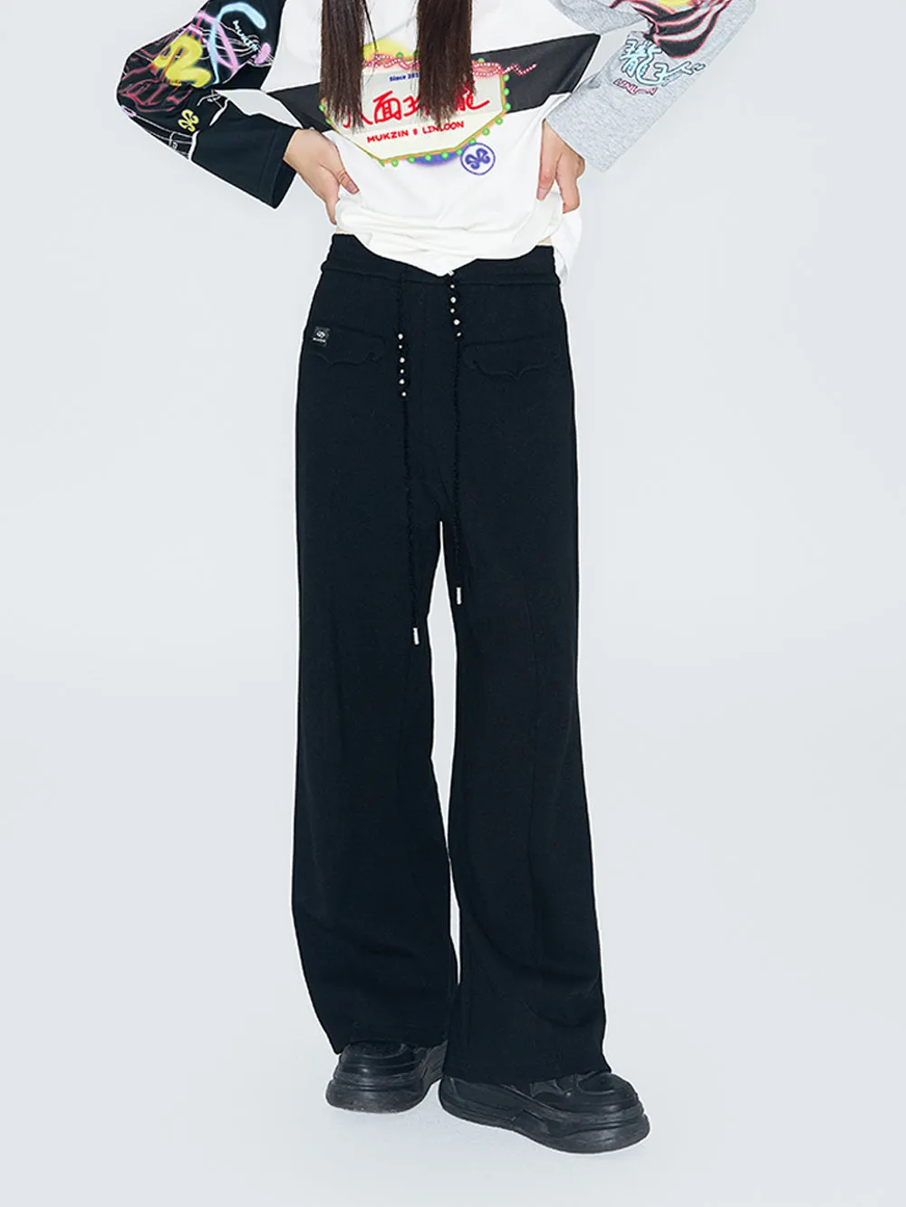 MUKZIN Linglong "Moon God" New Chinese-style Knit Straight Trousers