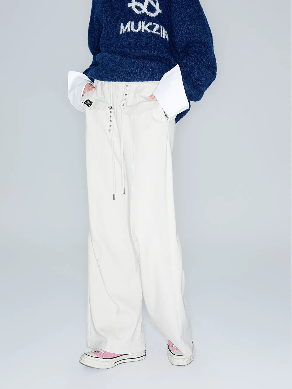 MUKZIN Linglong "Moon God" New Chinese-style Knit Straight Trousers