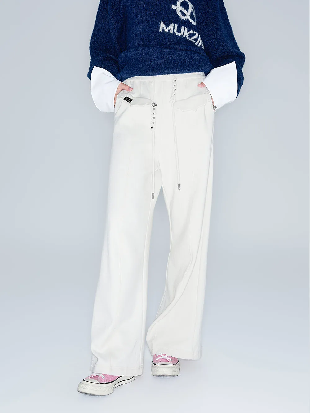 MUKZIN Linglong "Moon God" New Chinese-style Knit Straight Trousers