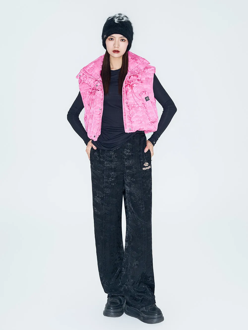 MUKZIN Linglong "Thunderbolt" - Embossed Jacquard Relaxed Draped Balloon Pants