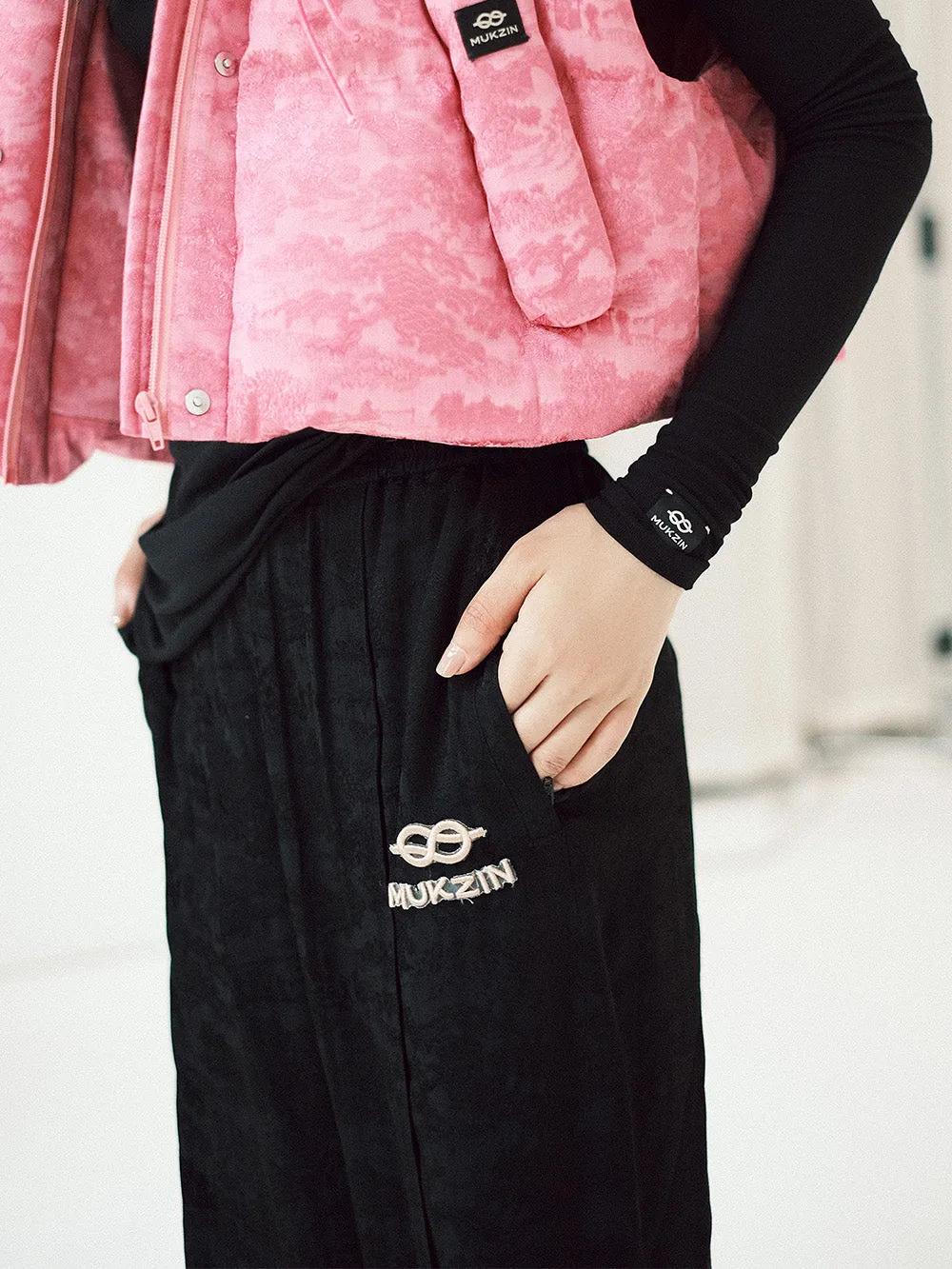 MUKZIN Linglong "Thunderbolt" - Embossed Jacquard Relaxed Draped Balloon Pants