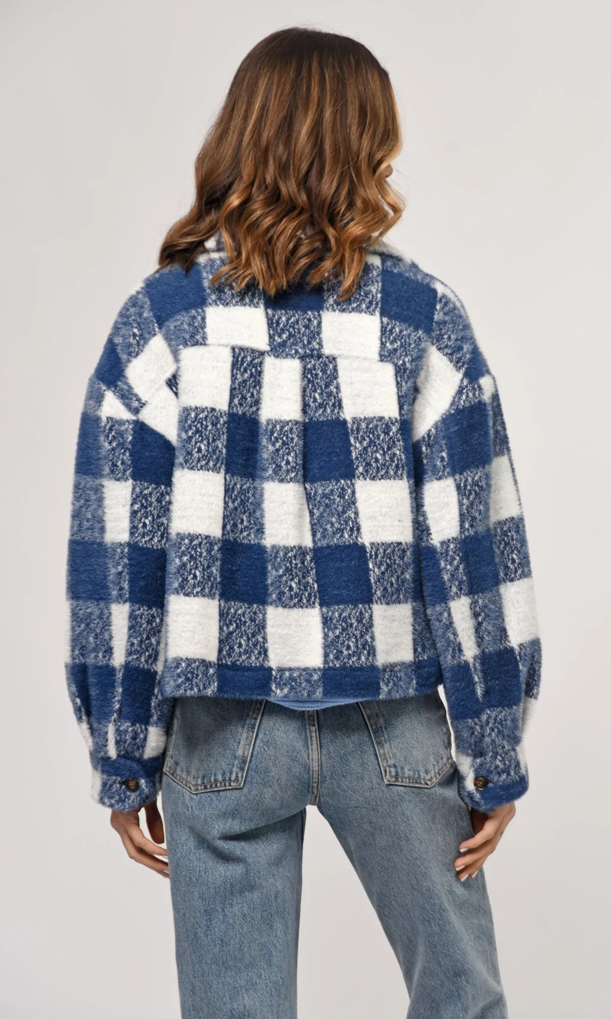 Nate Large Check Cozy Cropped Jacket