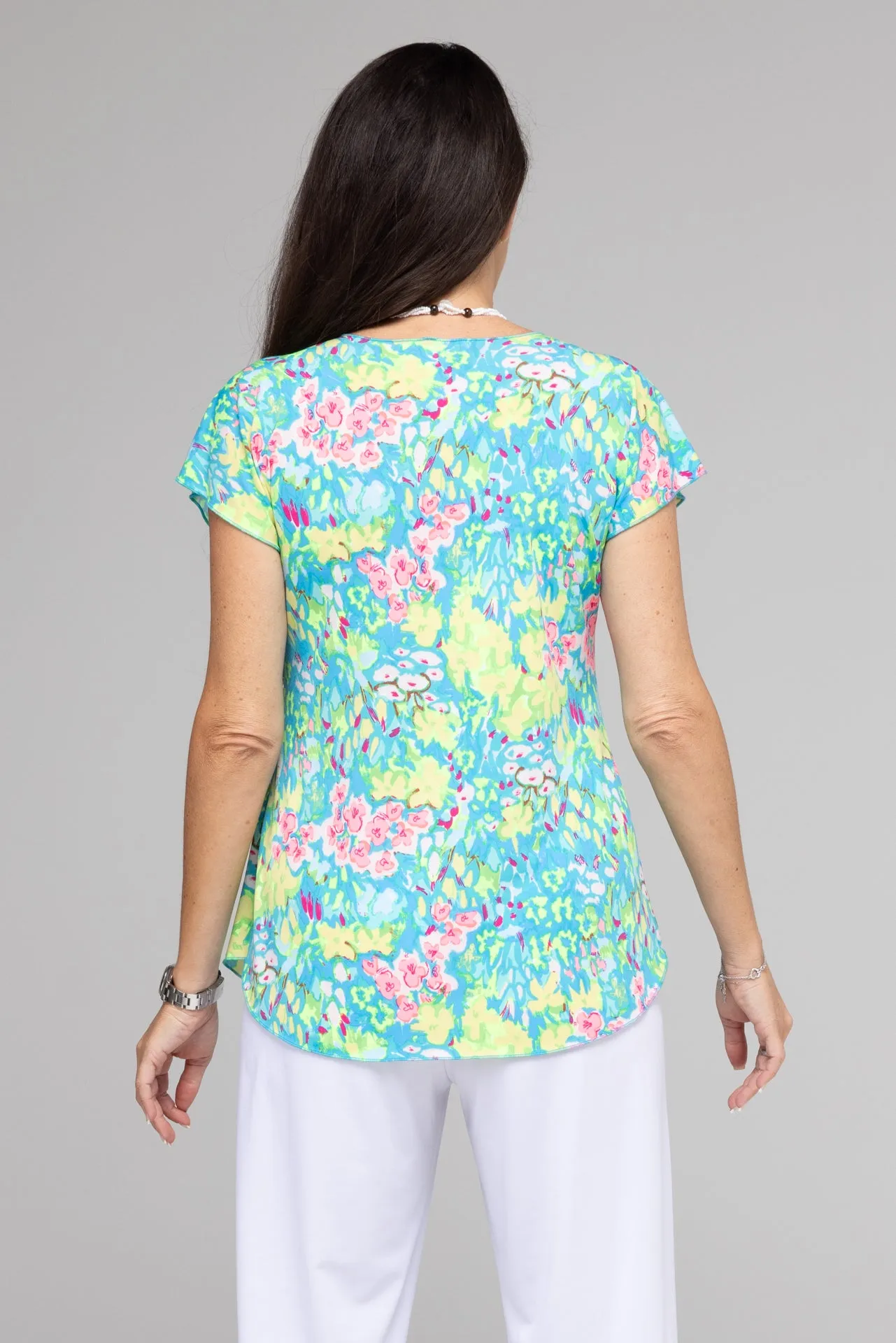 Neon Print Short Sleeve Jersey Top