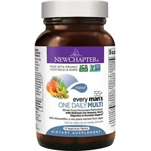 New Chapter Every Man's One Daily 55  Multi with Fermented Probiotics   Whole Foods   Astaxanthin   Organic Non-GMO Ingredients - 72 Vegetarian Tablets