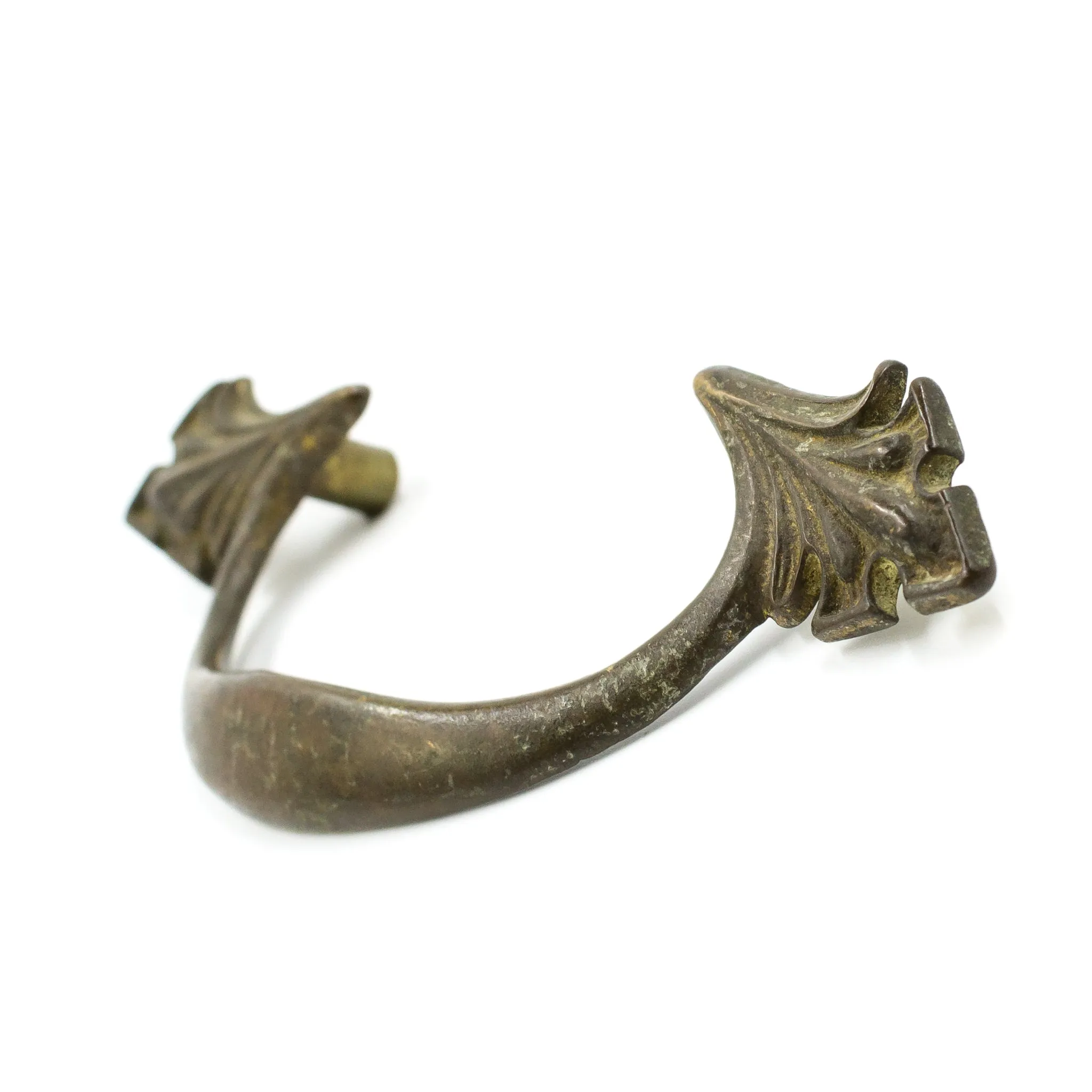 Nouveau Curved Brass Pulls with Leaves