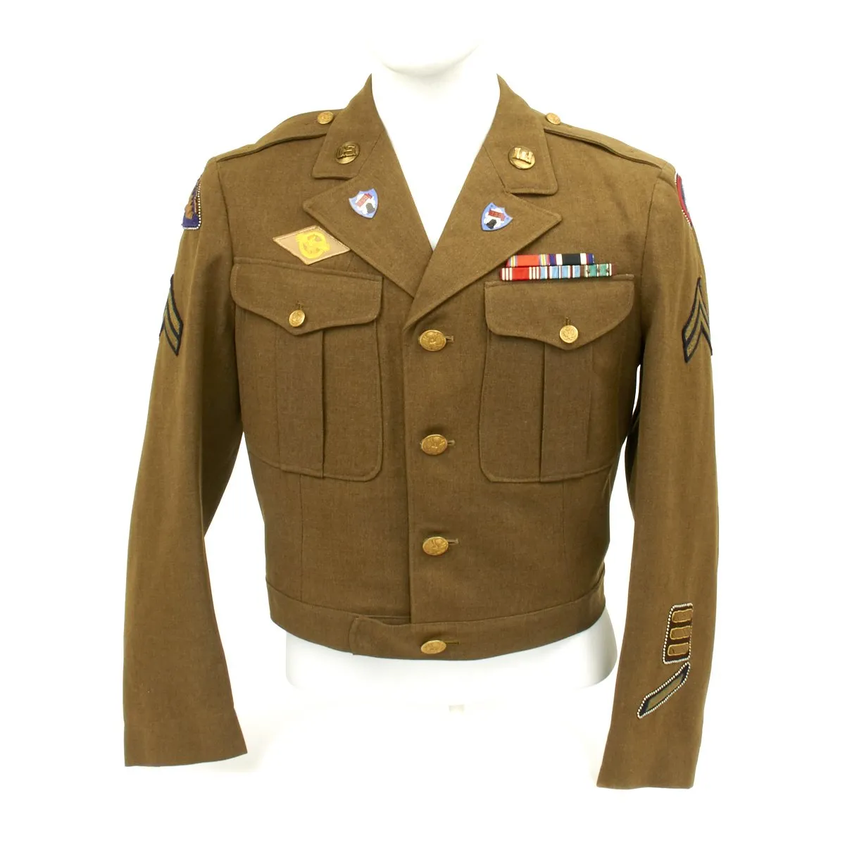 Original U.S. WWII 750th Railway Operating Battalion Ike Jacket with Distinctive Unit Insignia