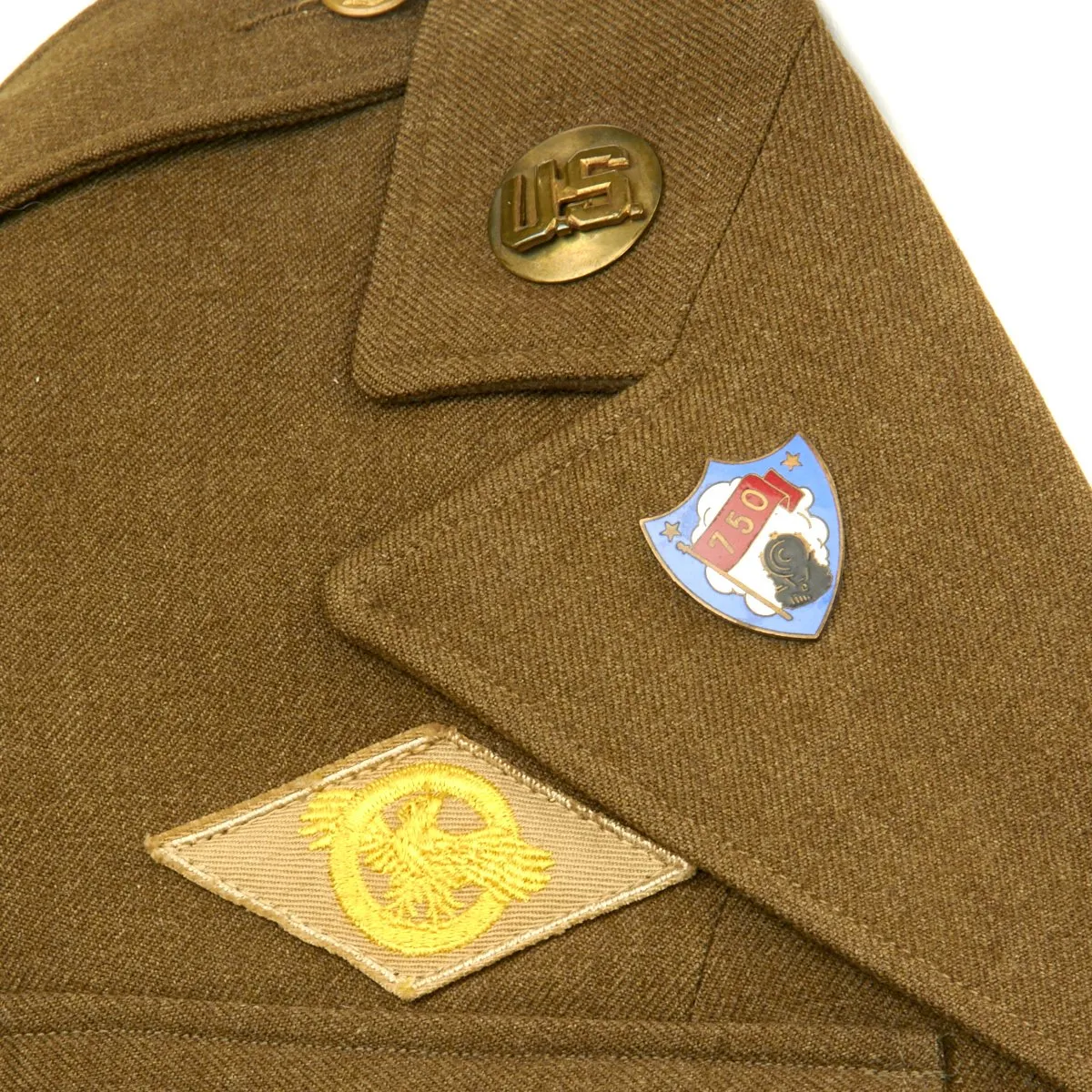 Original U.S. WWII 750th Railway Operating Battalion Ike Jacket with Distinctive Unit Insignia