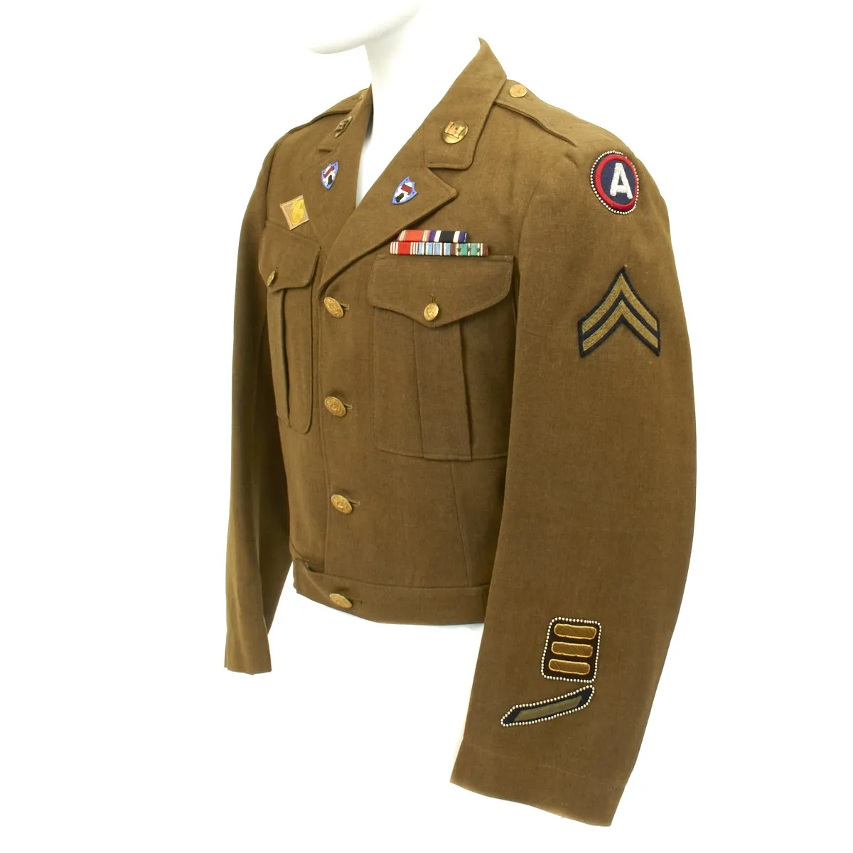 Original U.S. WWII 750th Railway Operating Battalion Ike Jacket with Distinctive Unit Insignia