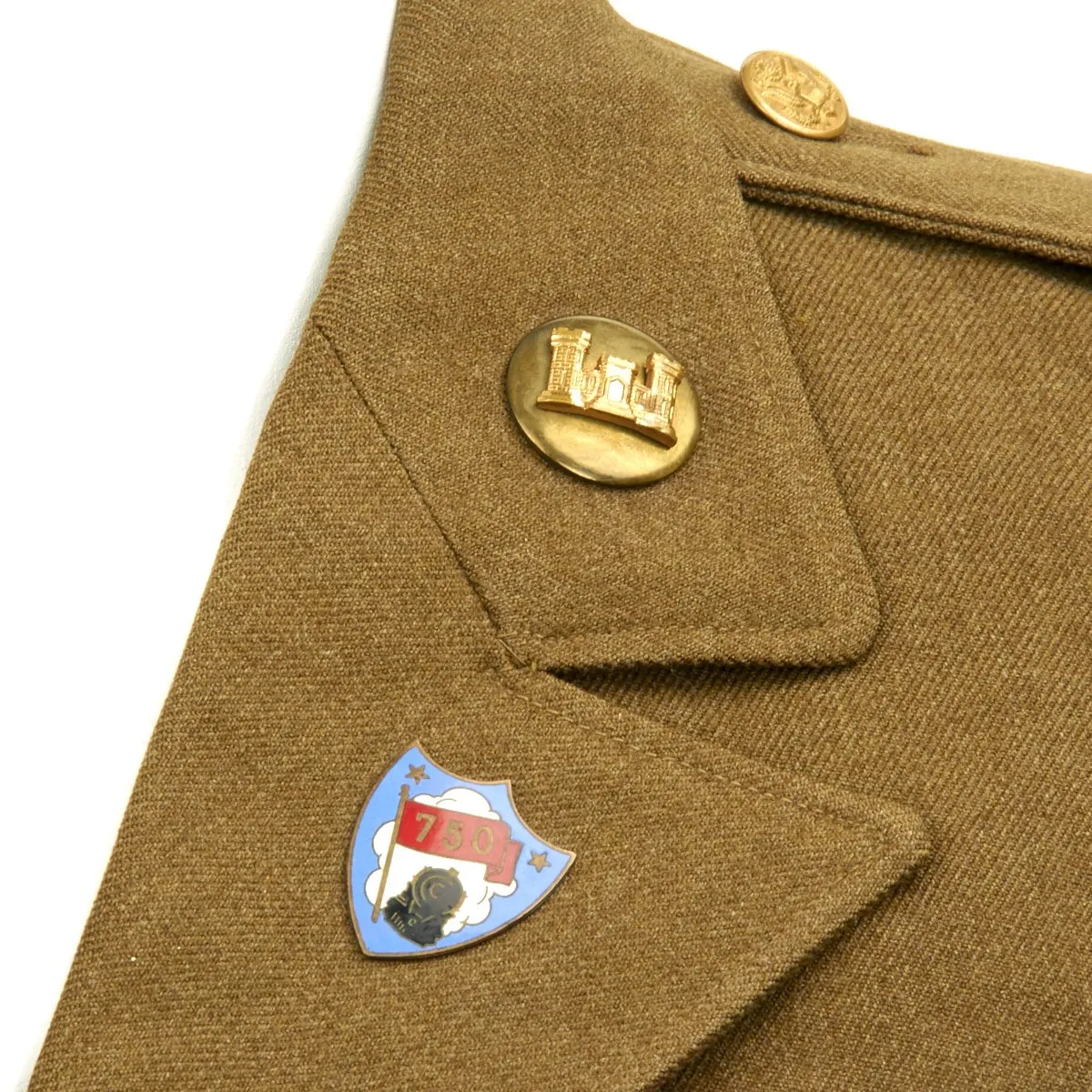 Original U.S. WWII 750th Railway Operating Battalion Ike Jacket with Distinctive Unit Insignia