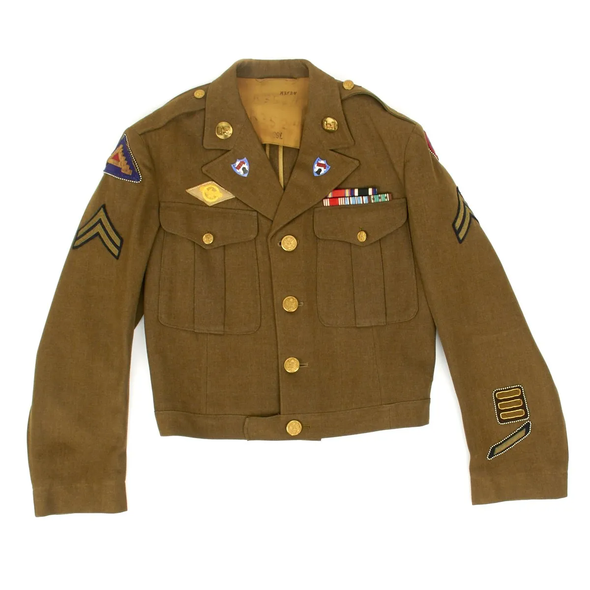 Original U.S. WWII 750th Railway Operating Battalion Ike Jacket with Distinctive Unit Insignia