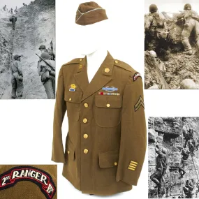 Original U.S. WWII D-Day Pointe Du Hoc 2nd Ranger Battalion Named Uniform Grouping