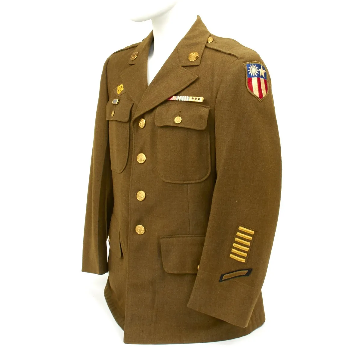 Original U.S. WWII Ledo Road CBI Class A Uniform Jacket with Battle Stars