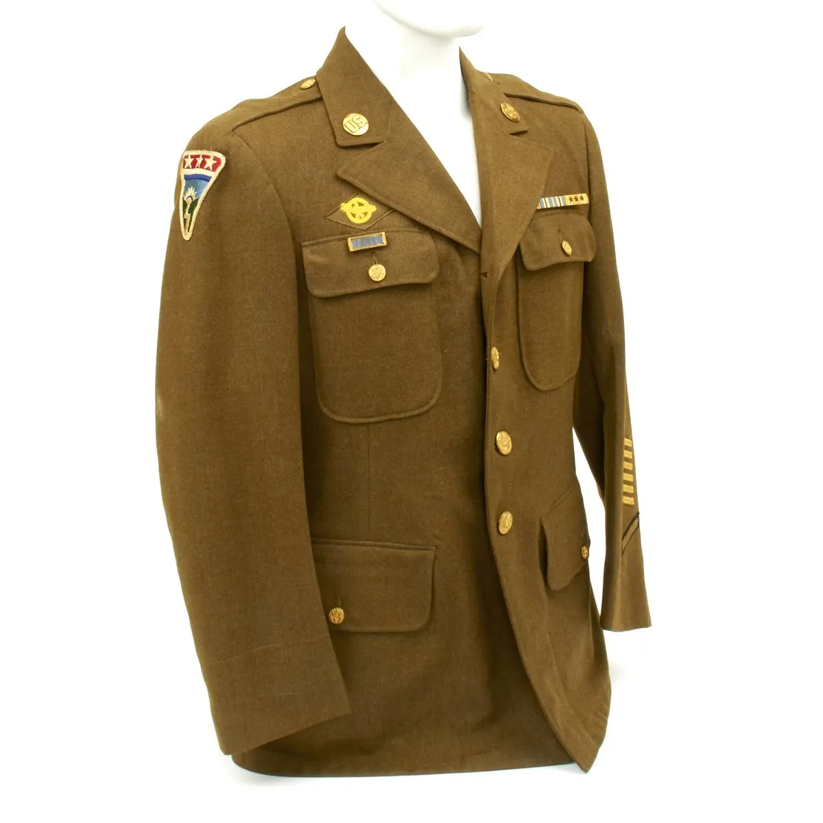 Original U.S. WWII Ledo Road CBI Class A Uniform Jacket with Battle Stars