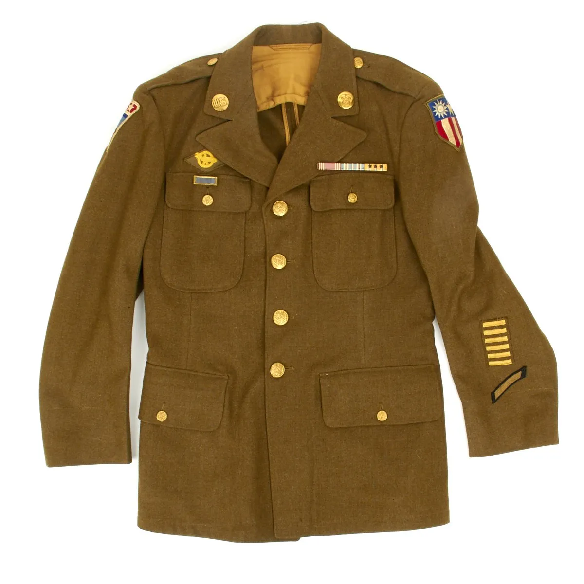 Original U.S. WWII Ledo Road CBI Class A Uniform Jacket with Battle Stars