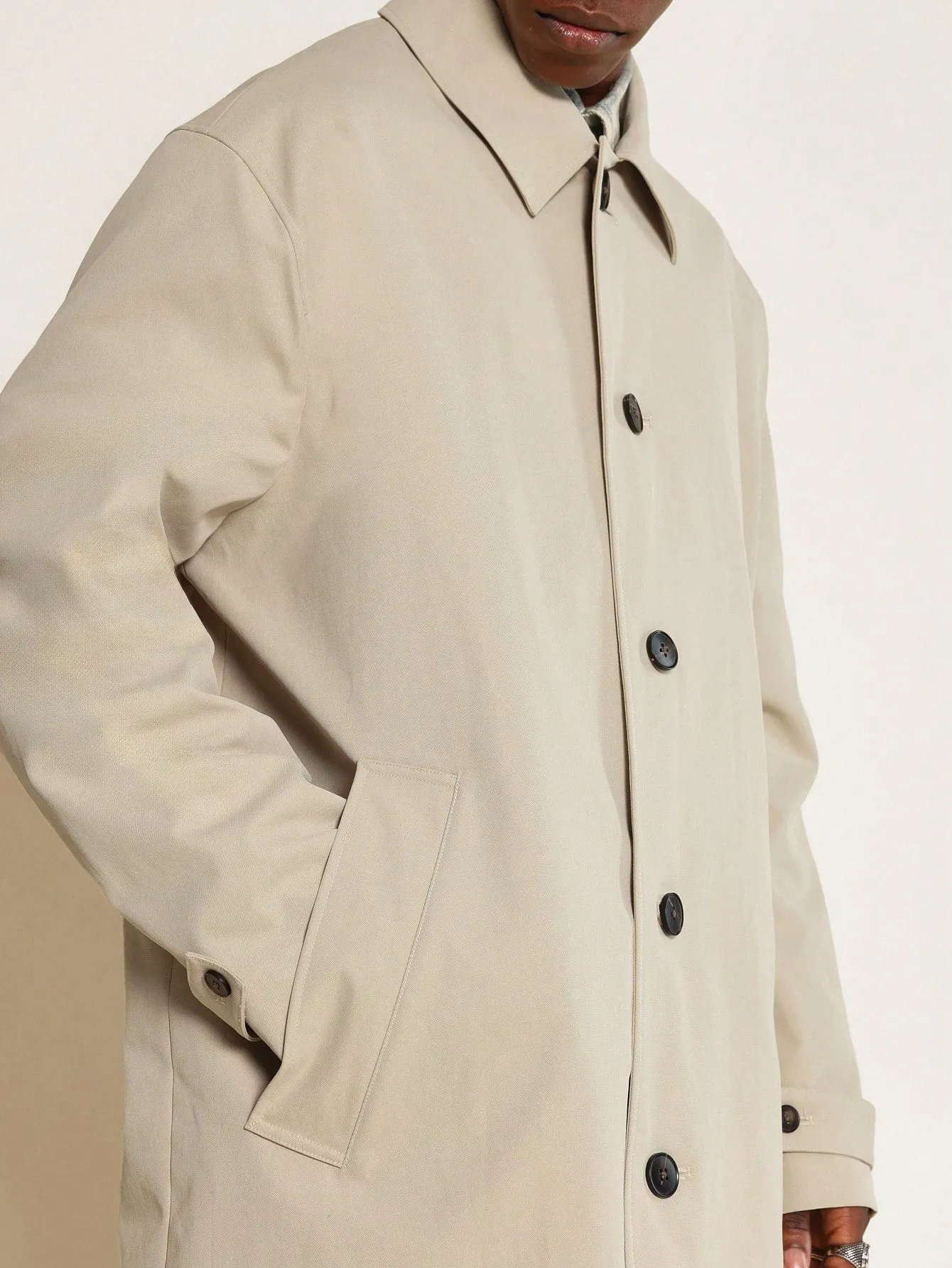 Oversized Fit Trench Coat With Side Entry Pocket