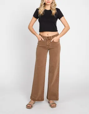 Palazzo Wide Leg High Waist Jeans in Caramel