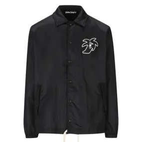 PALM ANGELS LOGO PRINTED COAT BLACK