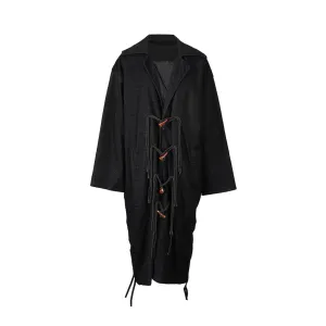 Pre Order:  Antler Button Drawstring Fringed Coat