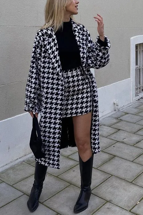 Purpdrank - Houndstooth Lapel Woolen Coat