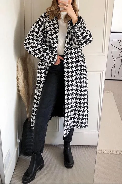 Purpdrank - Houndstooth Lapel Woolen Coat