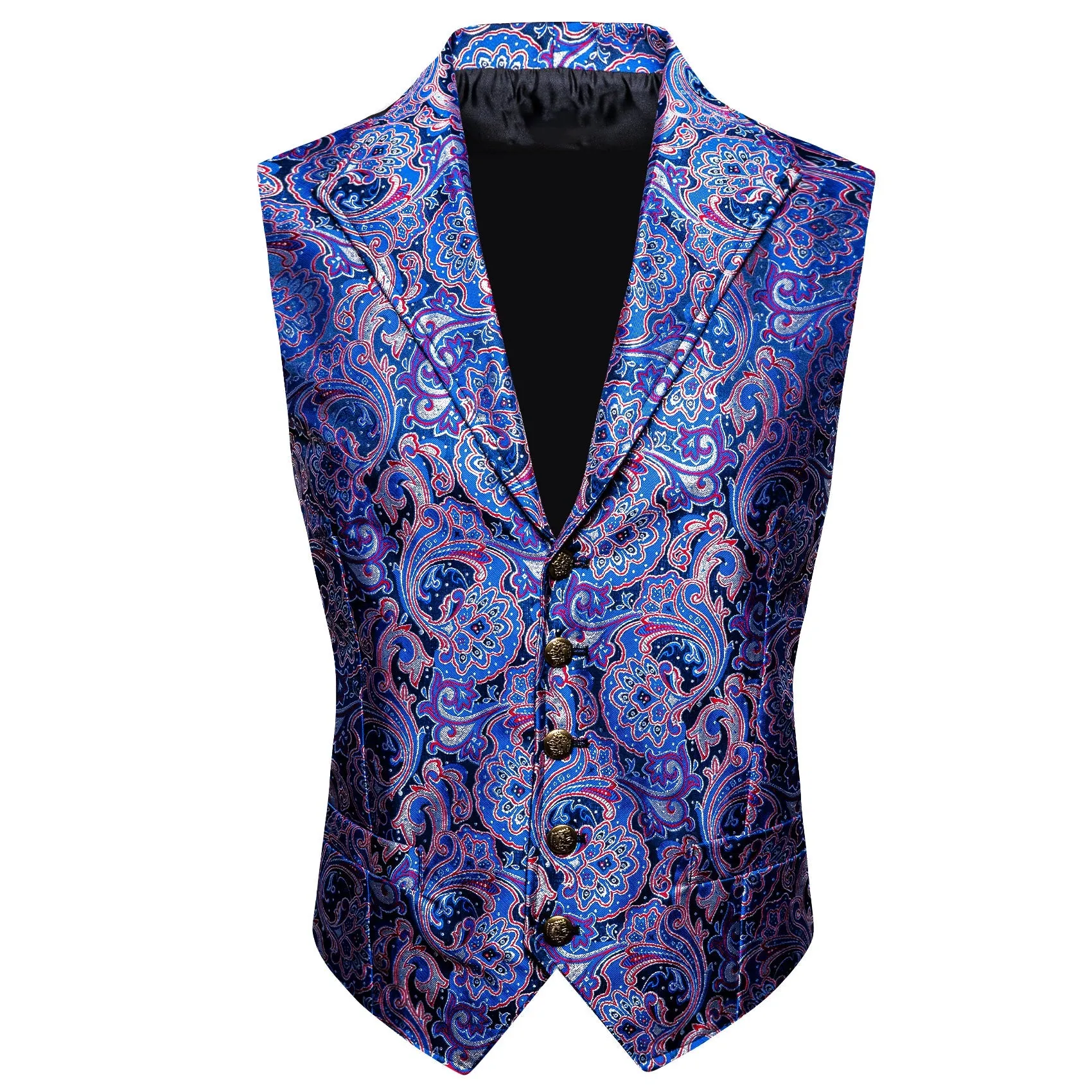 Purple Blue Paisley Jacquard Men's Collar Suit Vest