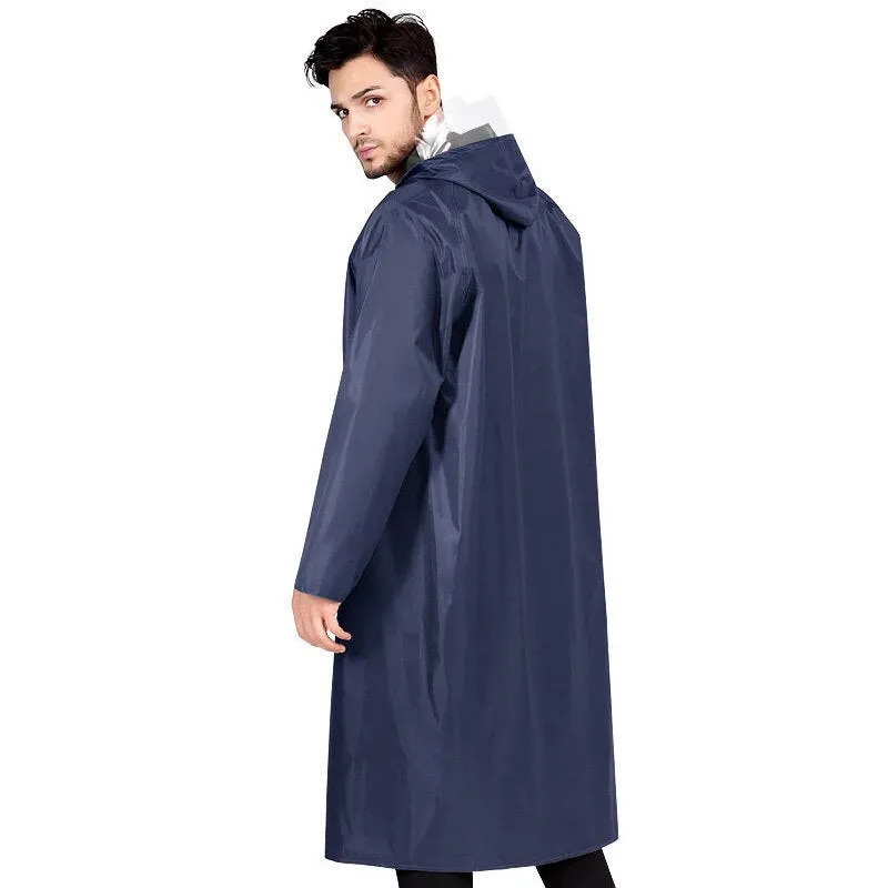 PVC Women Men's Waterproof Long Windbreaker Raincoats Vintage Green Navy Hooded Trench Coat Male Outdoor Hiking Fishing For Men