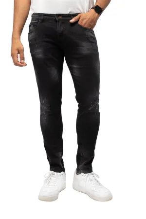 RAW X Men's Slim Fit Stretch Neon Trim Rip & Repair Jeans