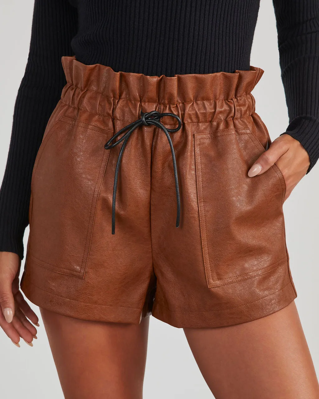 Reiko Faux Leather Paperbag Shorts