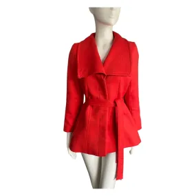 Reiss Structured Belted Jacket Red SIZE S