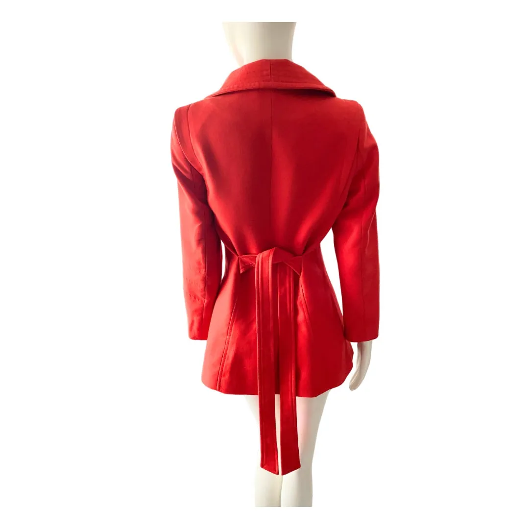 Reiss Structured Belted Jacket Red SIZE S