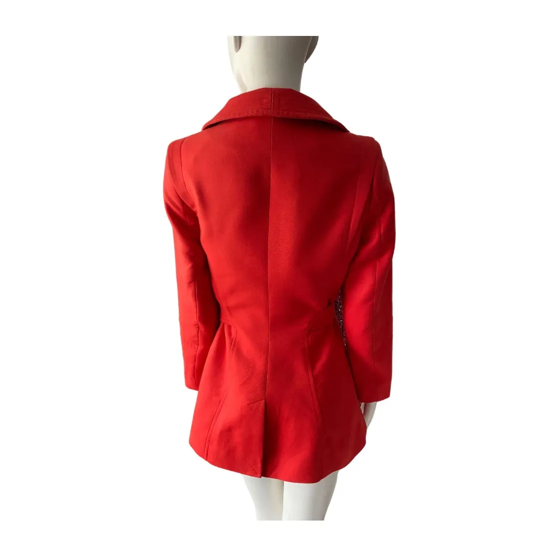 Reiss Structured Belted Jacket Red SIZE S