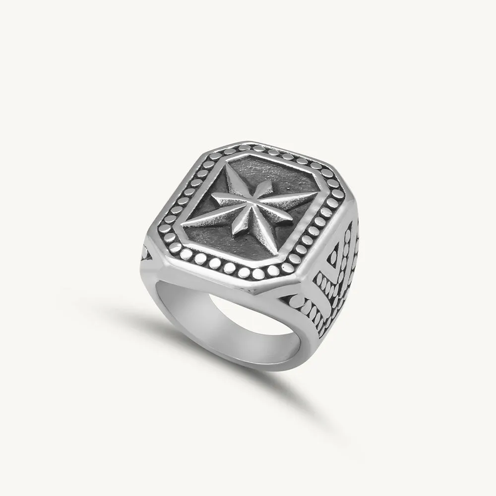 Retro Flower Punk Men's Ring