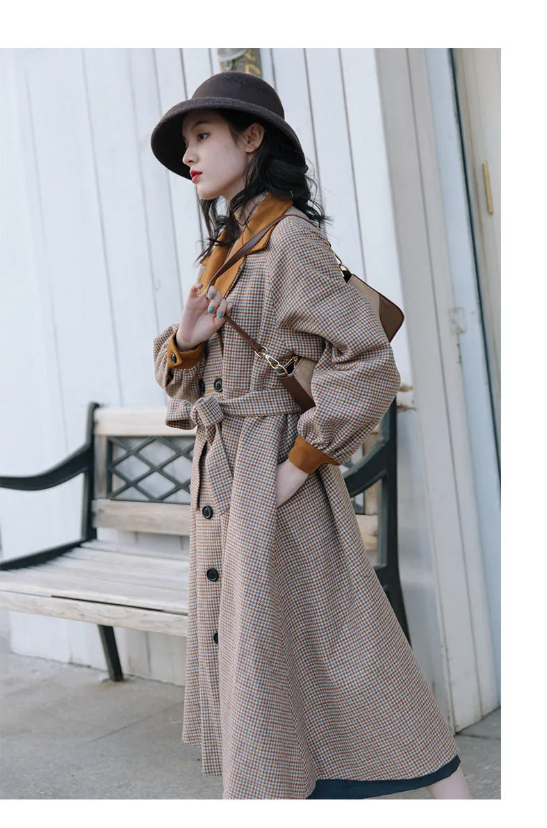 Retro Parisian Contrast Color Trench Coat