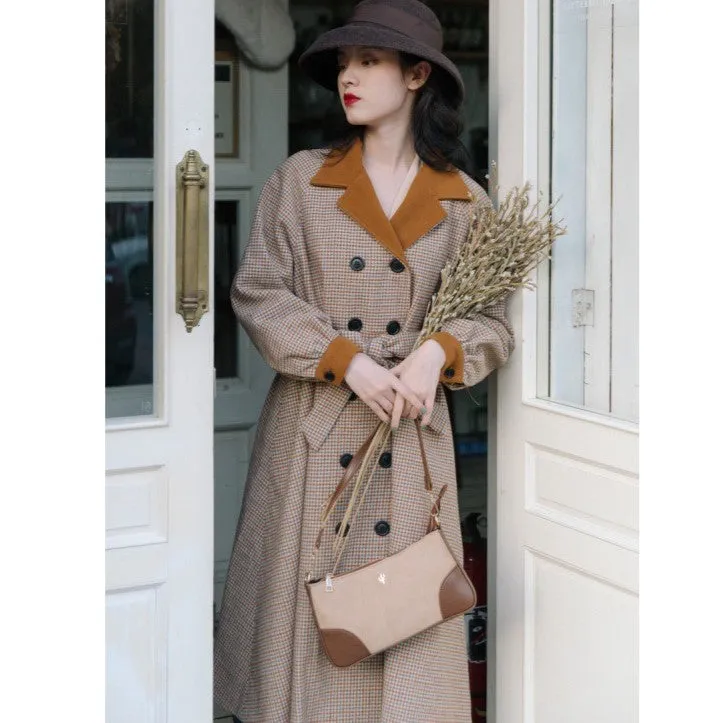 Retro Parisian Contrast Color Trench Coat