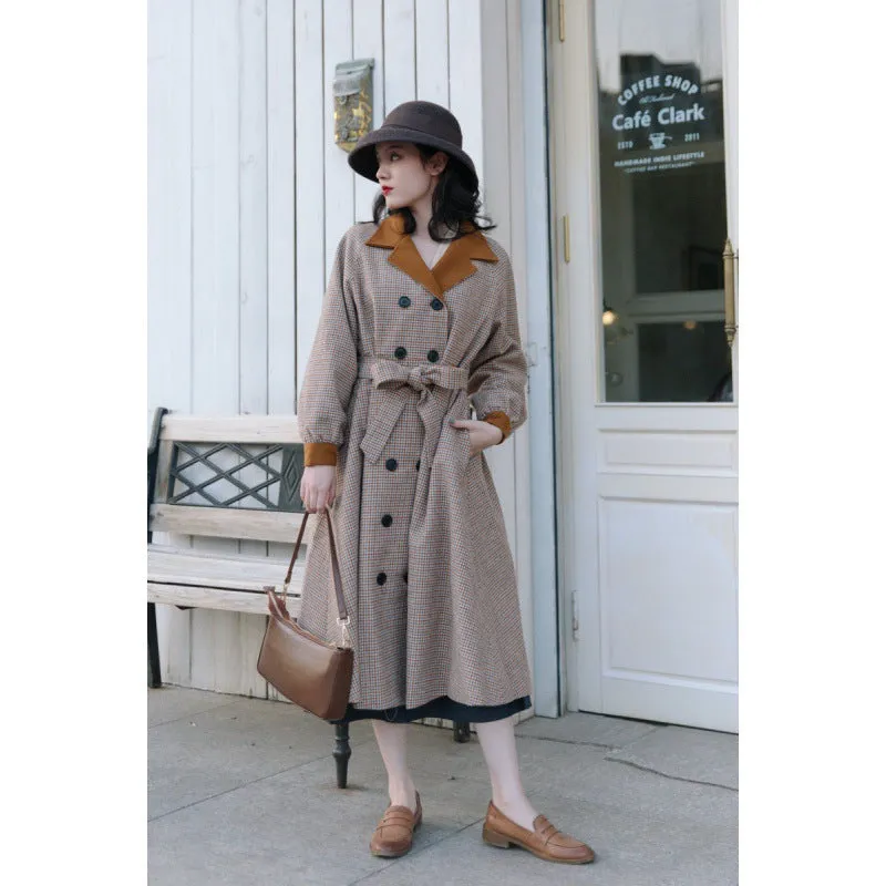 Retro Parisian Contrast Color Trench Coat