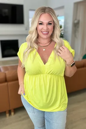 Rhea Peplum Top in Neon Yellow - Dear Scarlett