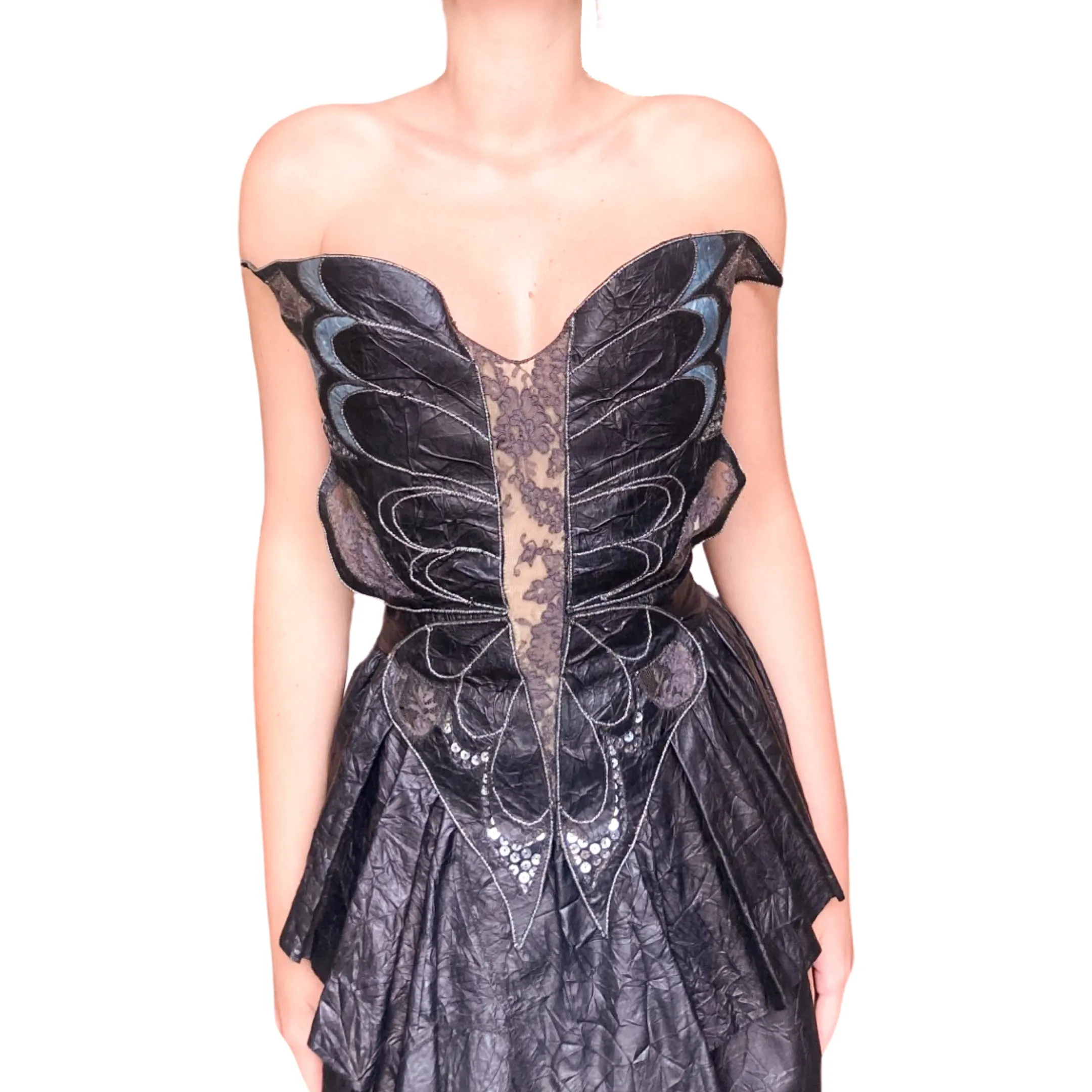 Roberto Cavalli F/W 1986 butterfly leather dress