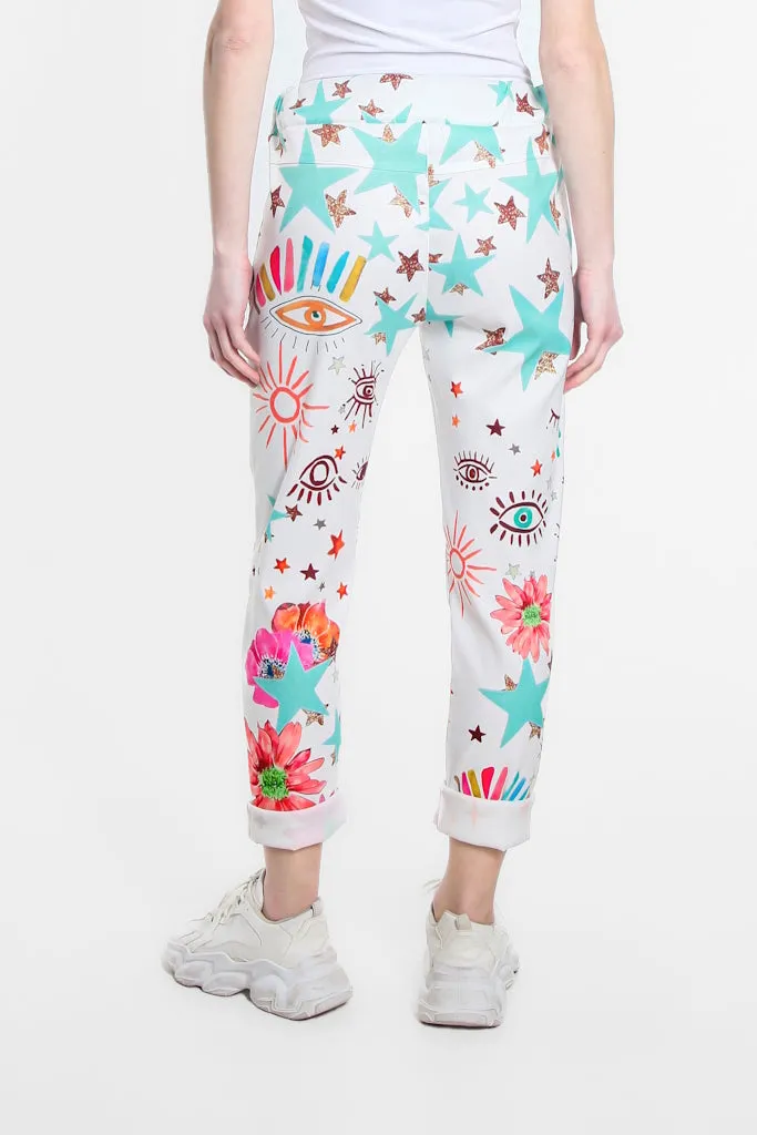 Saoirse Evil Eye Featherweight Drawstring Pants (PL178E)