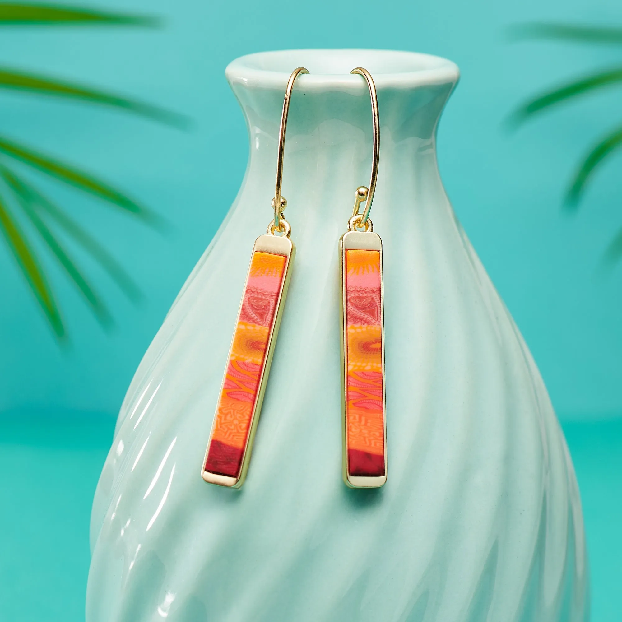 Savannah Red Reversible Mini Bar Earrings