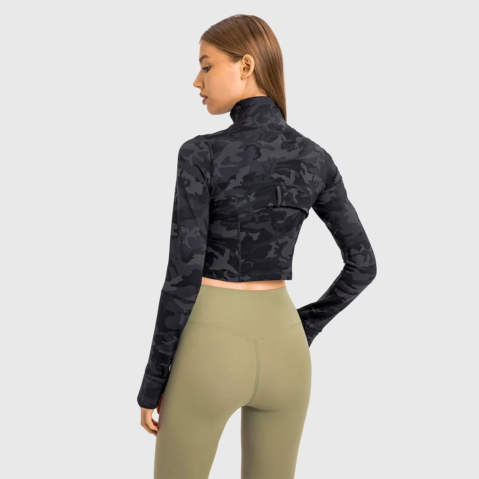 Seamless Flow Zip-Up Front Cropped Sports Top