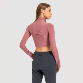 Seamless Flow Zip-Up Front Cropped Sports Top