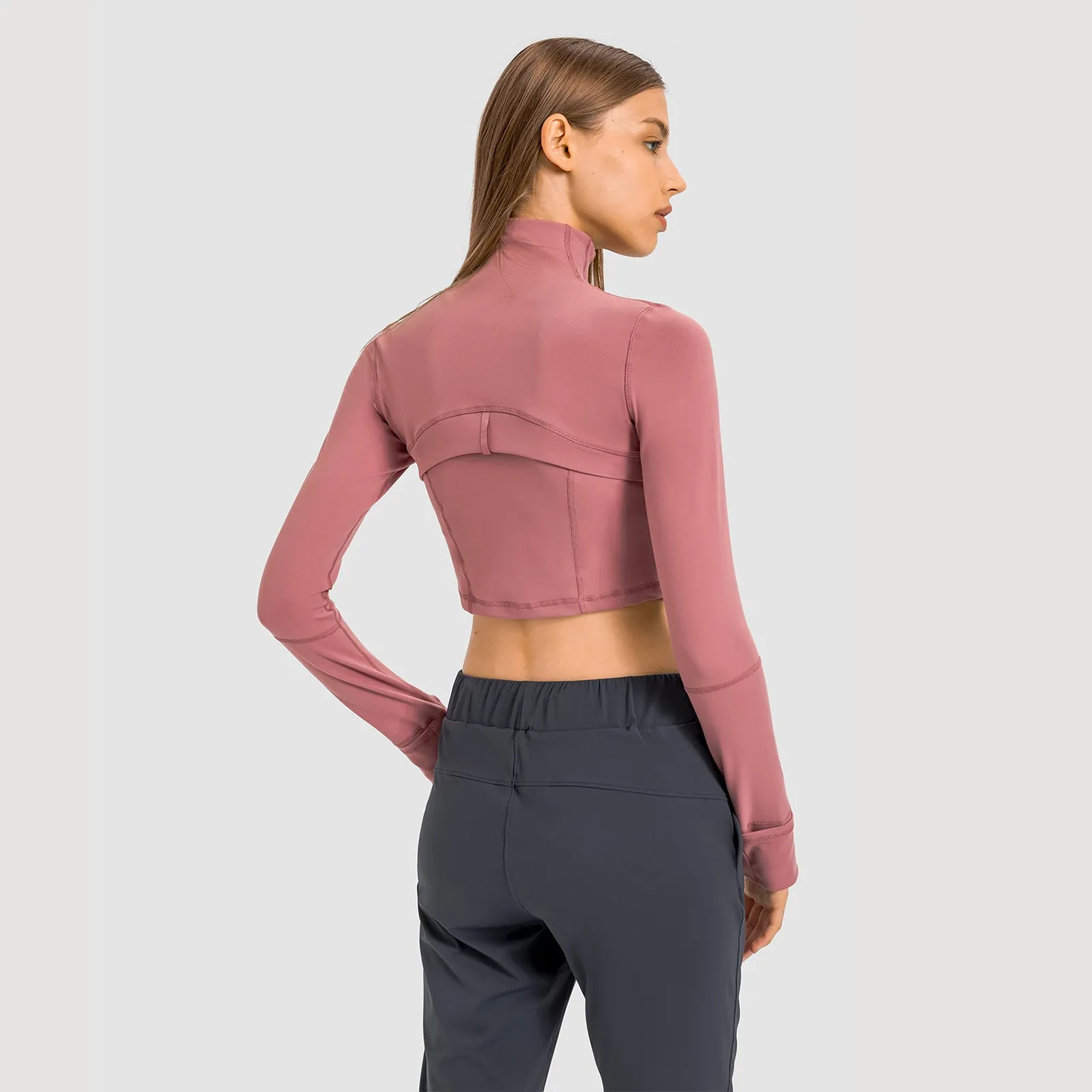 Seamless Flow Zip-Up Front Cropped Sports Top