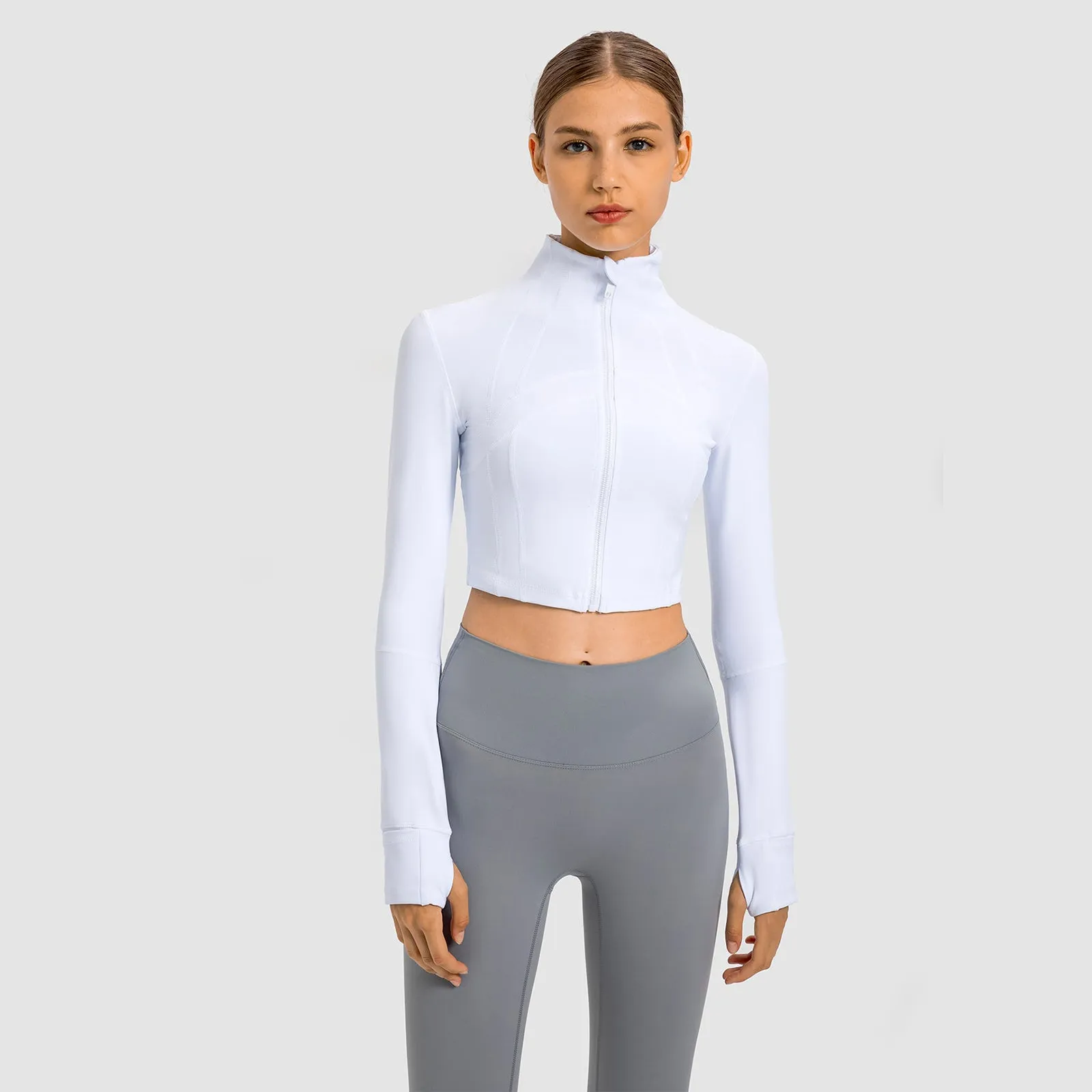 Seamless Flow Zip-Up Front Cropped Sports Top