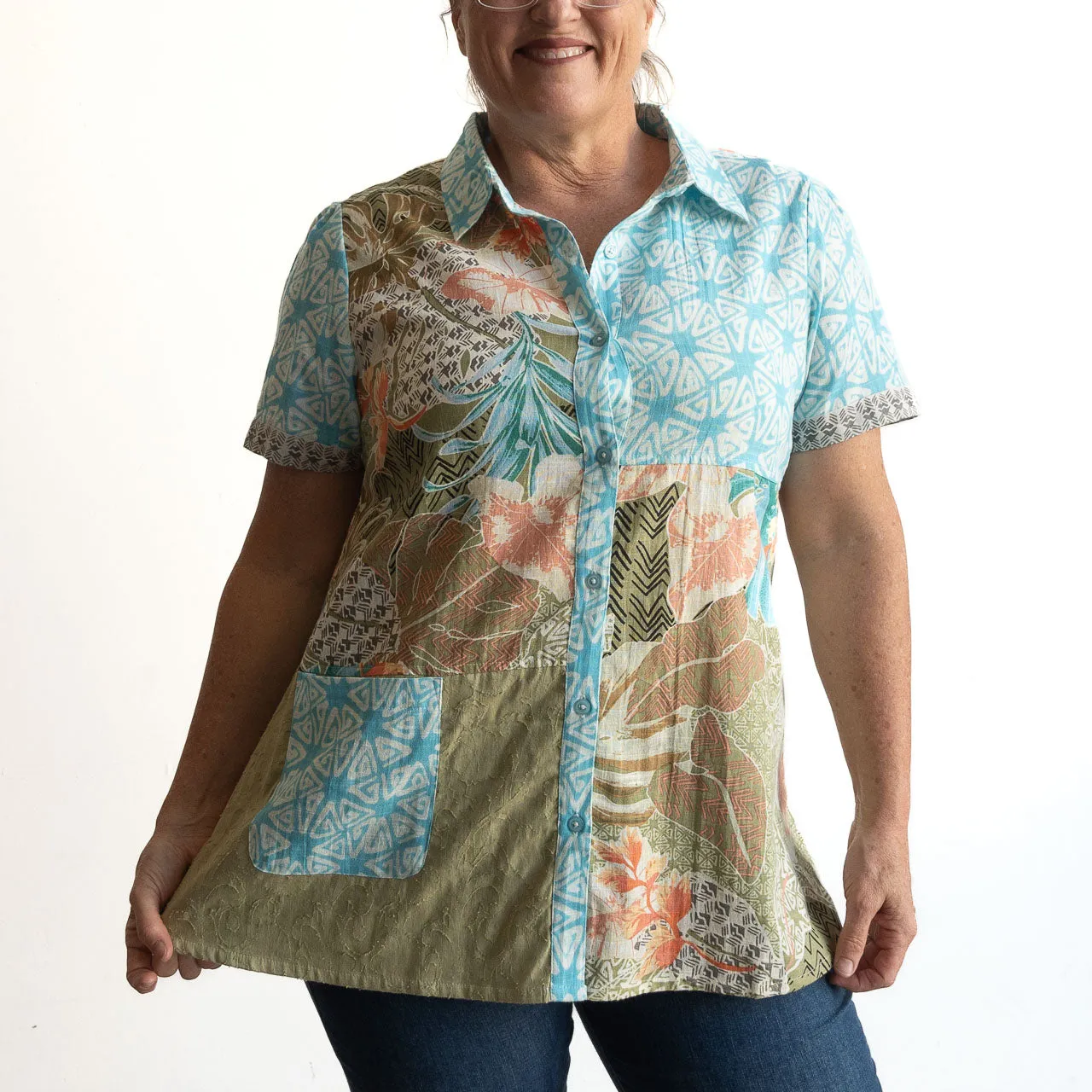 Short Sleeve Pocket Shirt by Orientique Australia - Algarve - 22968