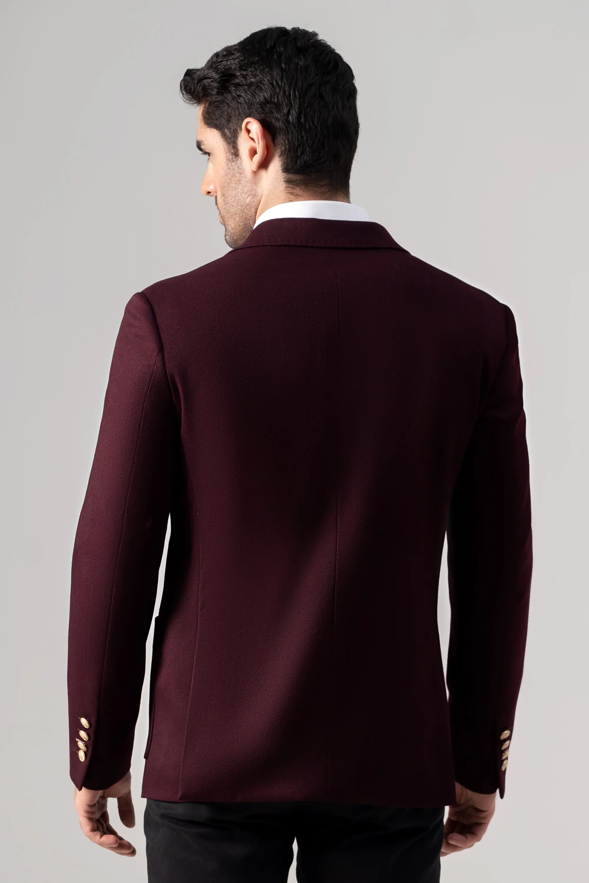 SIGNATURE EMBROIDERY COAT MAROON