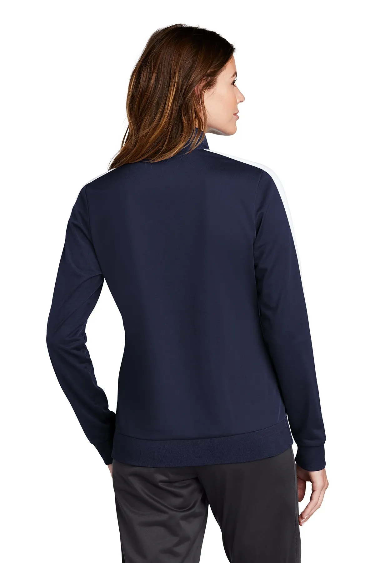 Sport-Tek Ladies Tricot Track Branded Jackets, True Navy/ White