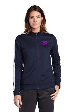 Sport-Tek Ladies Tricot Track Branded Jackets, True Navy/ White