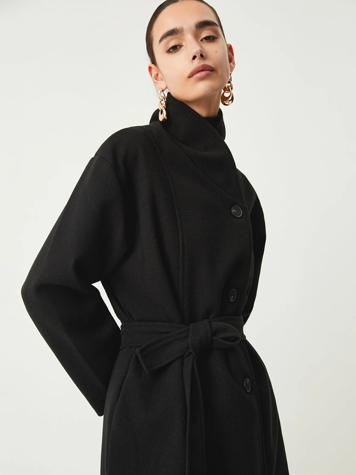 Stand Collar Graceful Longline Trench Coat