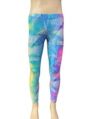 Striped Rainbow Daze : Holographic Tie-Dye Rainbow Meggings - UV Blacklight Reactive Men's Leggings